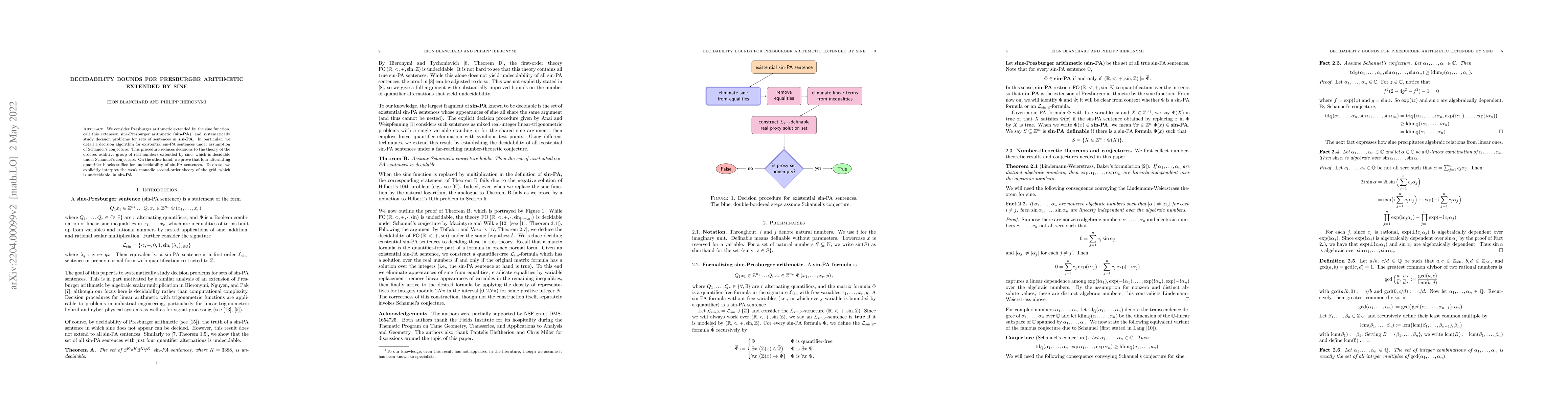 Thumbnail for Decidability bounds for Presburger arithmetic extended by sine