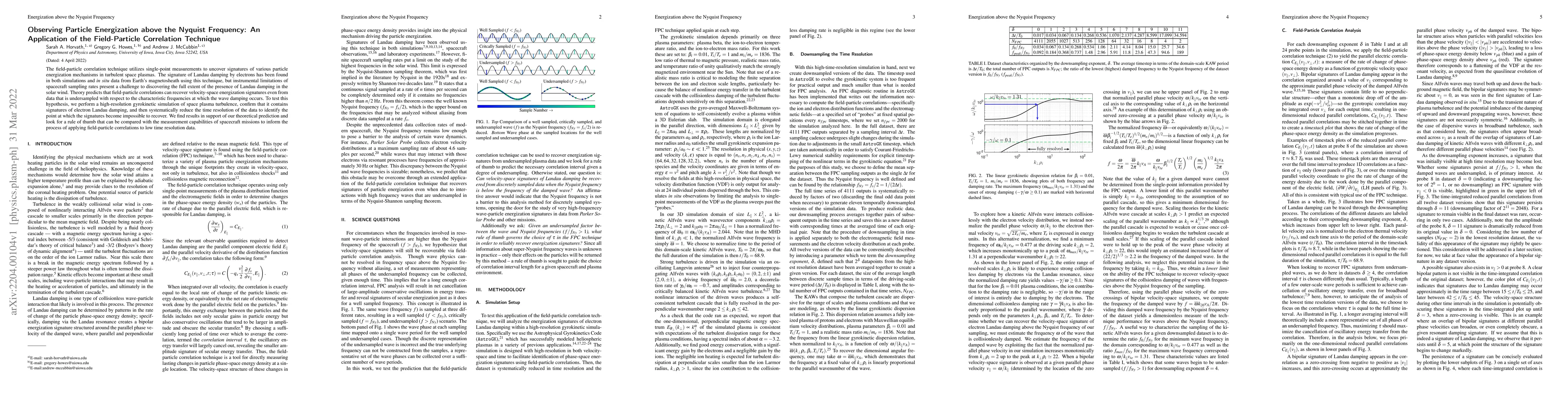 Thumbnail for Observing Particle Energization above the Nyquist Frequency: An
  Application of the Field-Particle Correlation Technique