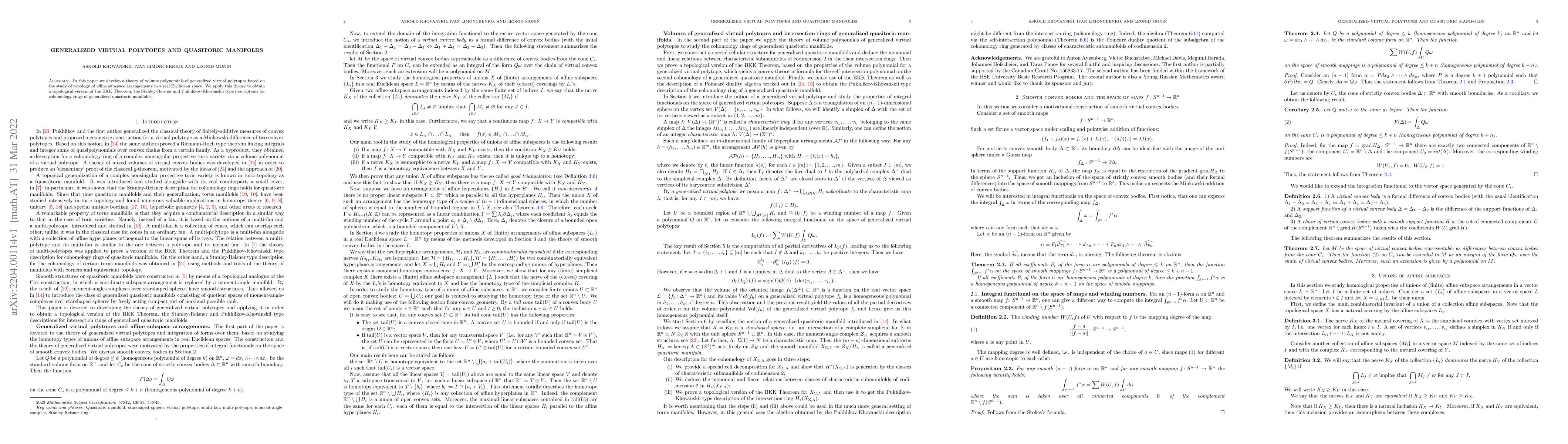 Thumbnail for Generalized virtual polytopes and quasitoric manifolds