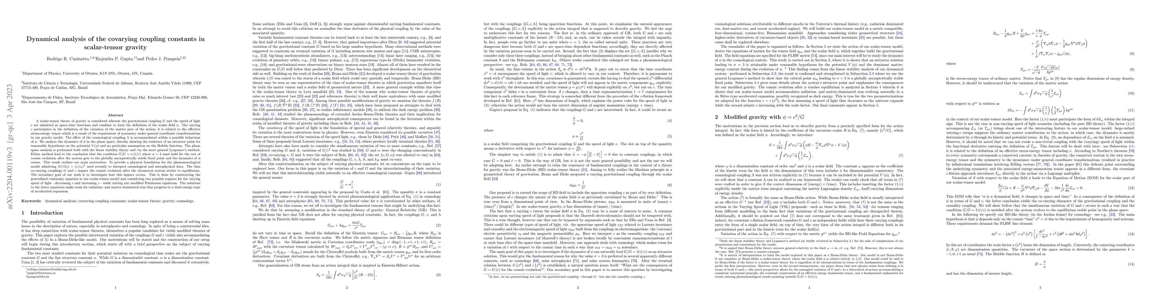 Thumbnail for Dynamical analysis of the covarying coupling constants in scalar-tensor
  gravity