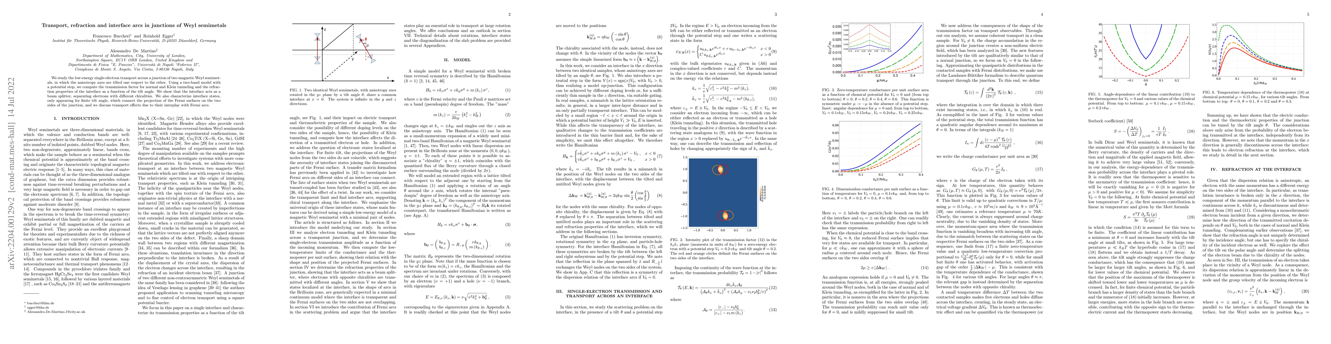 Thumbnail for Transport, refraction and interface arcs in junctions of Weyl semimetals