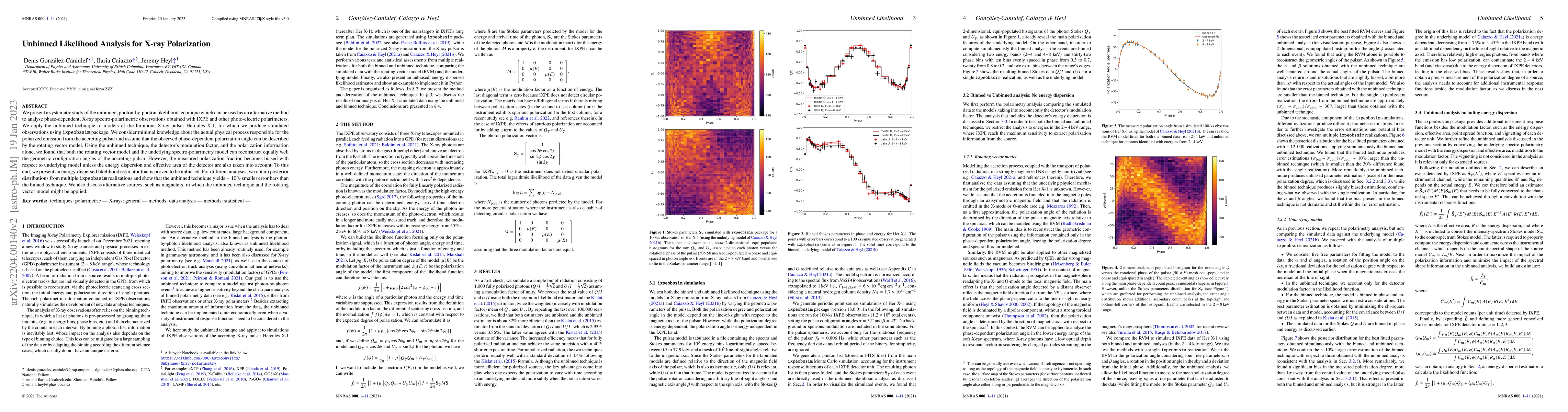 Thumbnail for Unbinned Likelihood Analysis for X-ray Polarization