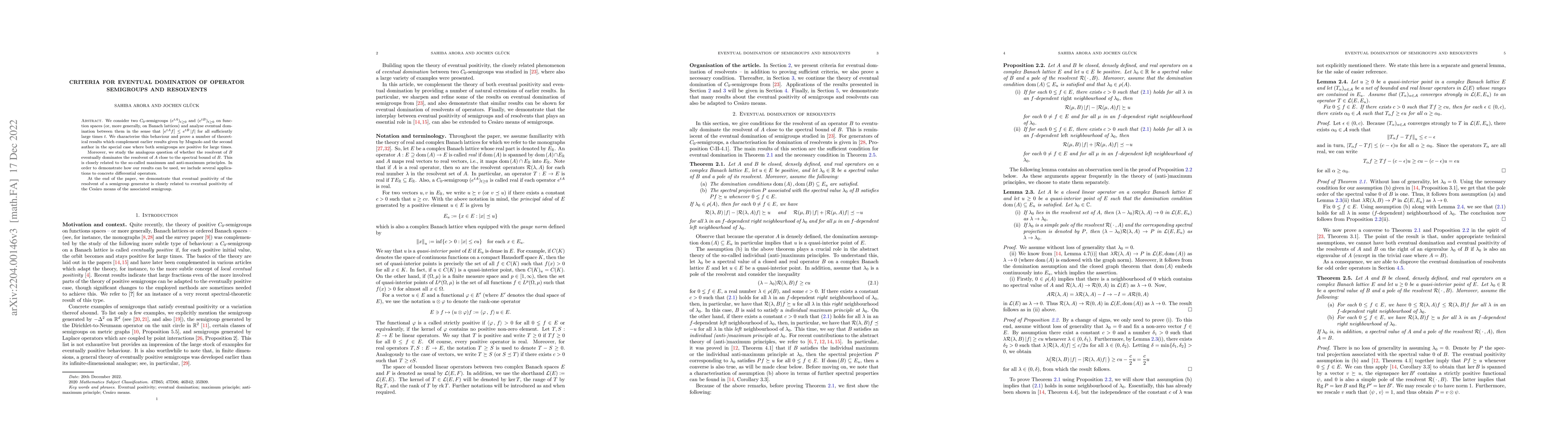 Thumbnail for Criteria for eventual domination of operator semigroups and resolvents