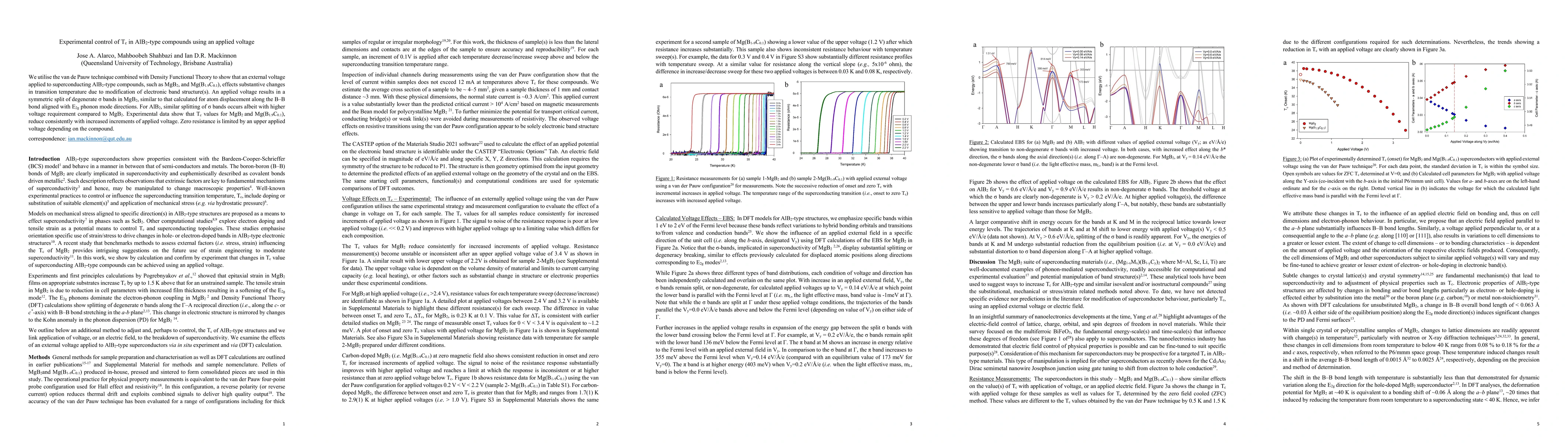 Thumbnail for Experimental control of Tc in AlB2-type compounds using an applied
  voltage