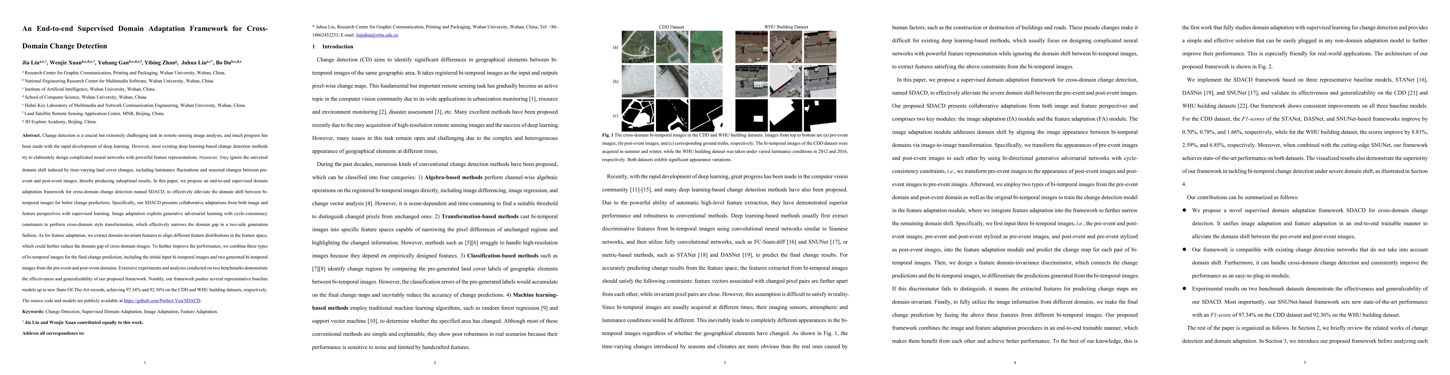 Thumbnail for An End-to-end Supervised Domain Adaptation Framework for Cross-Domain
  Change Detection