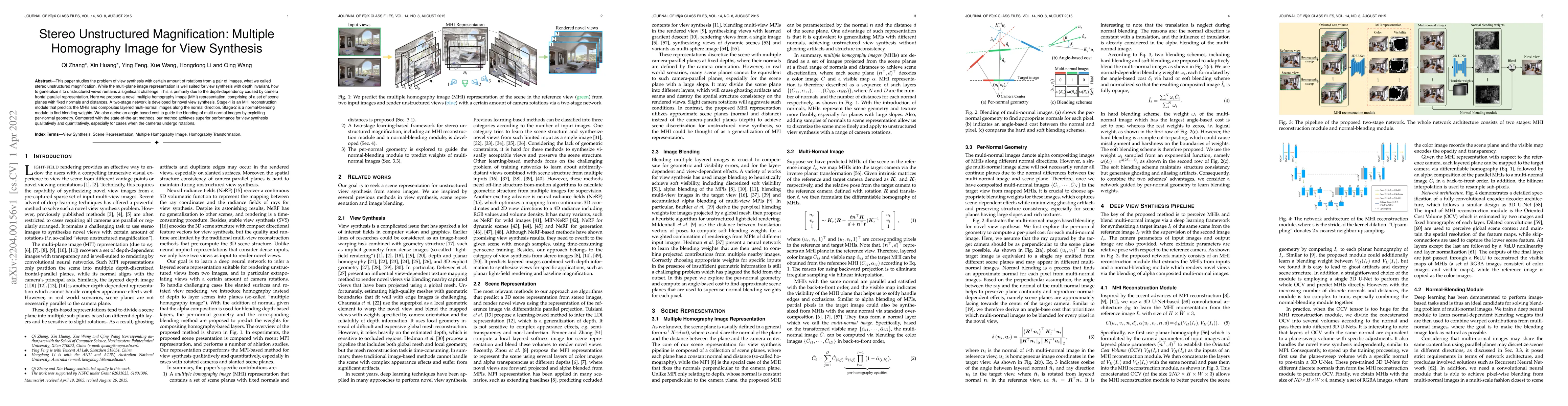 Thumbnail for Stereo Unstructured Magnification: Multiple Homography Image for View
  Synthesis