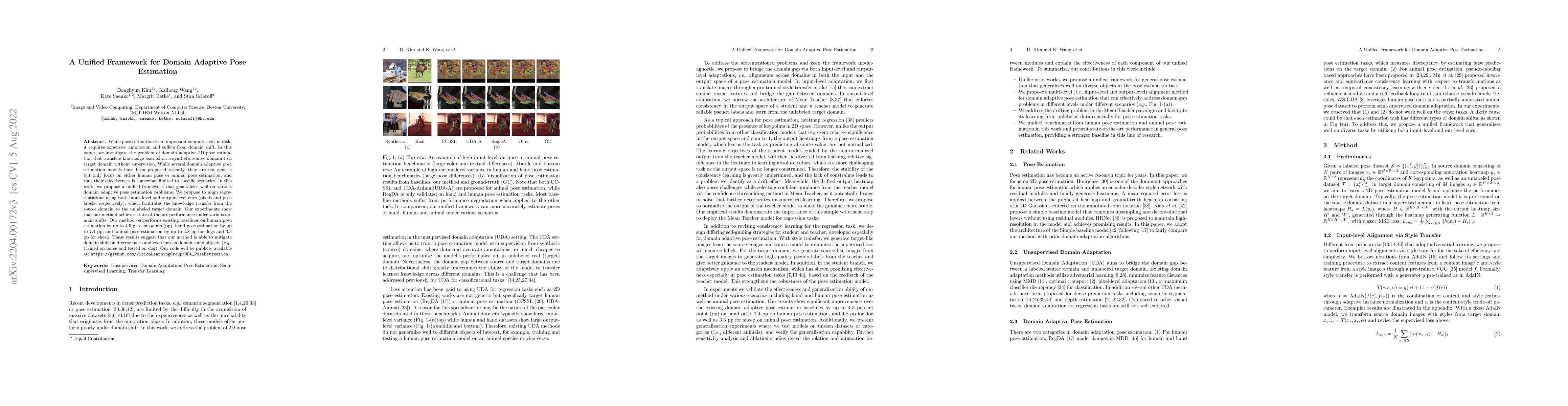 Thumbnail for A Unified Framework for Domain Adaptive Pose Estimation