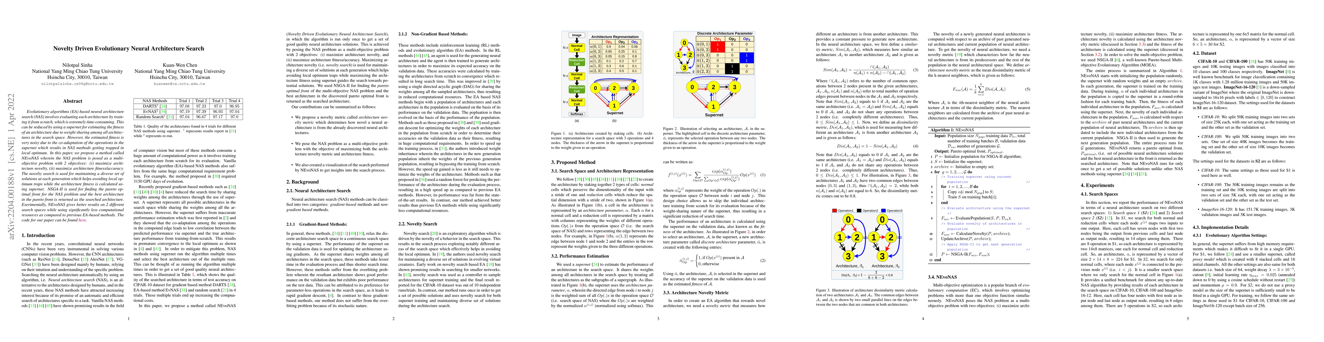 Thumbnail for Novelty Driven Evolutionary Neural Architecture Search