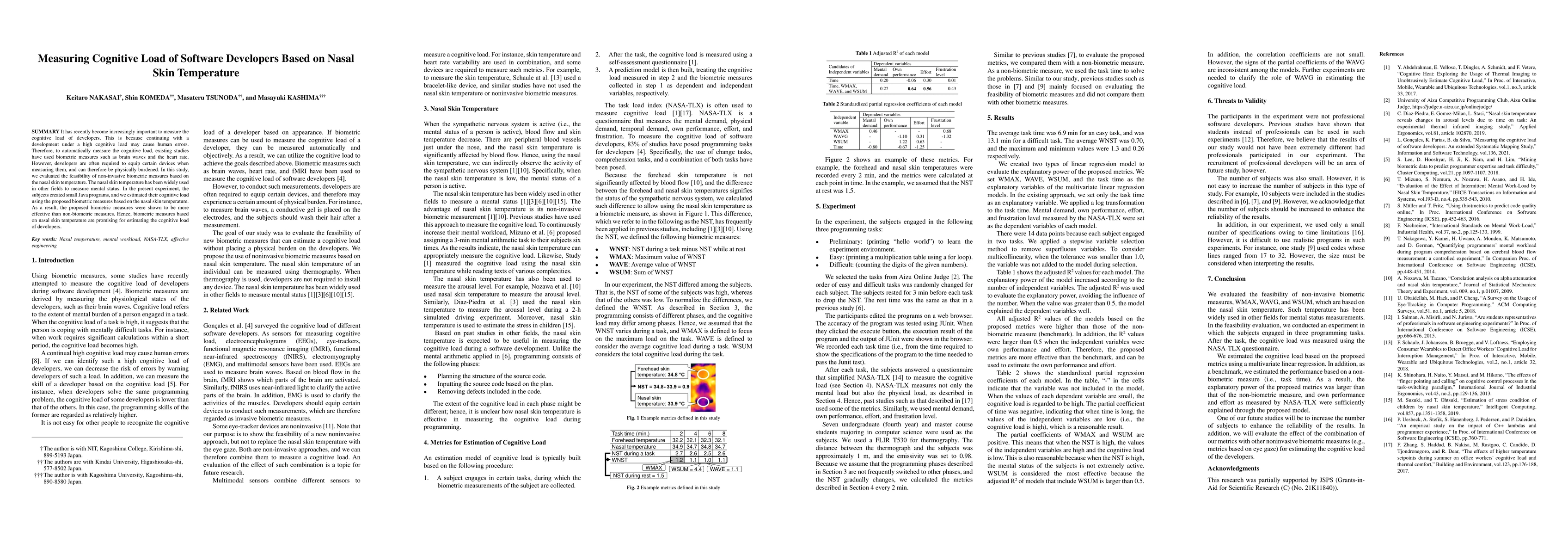 Thumbnail for Measuring Cognitive Load of Software Developers Based on Nasal Skin
  Temperature