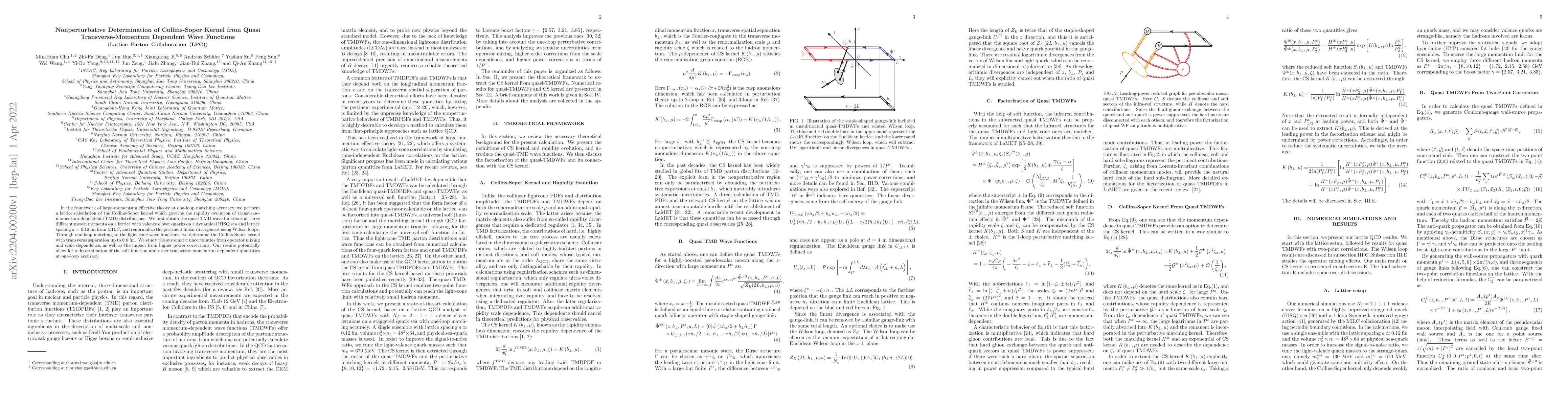 Thumbnail for Nonperturbative Determination of Collins-Soper Kernel from Quasi
  Transverse-Momentum Dependent Wave Functions