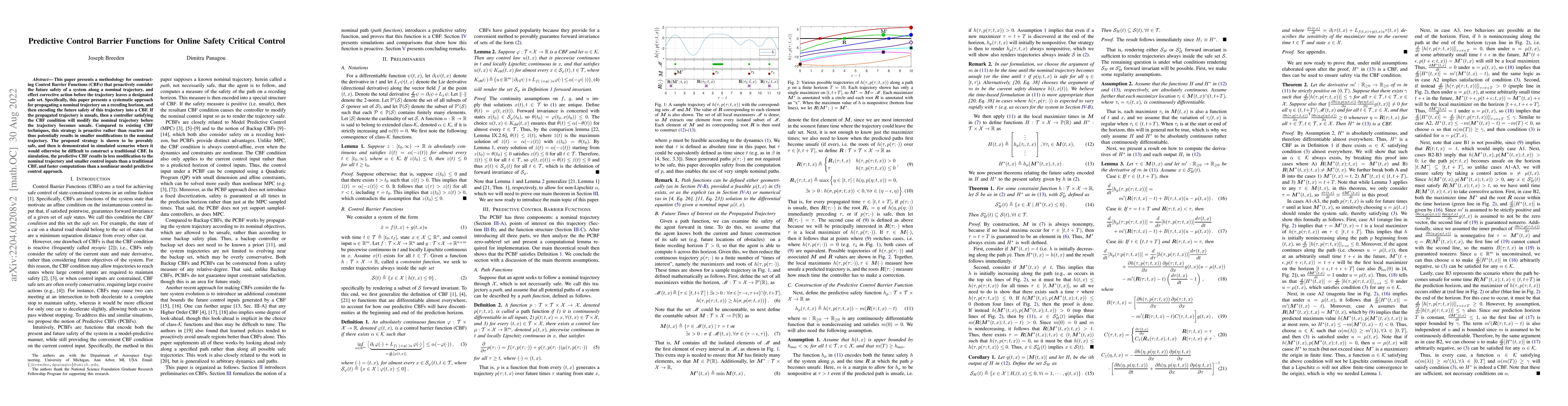 Thumbnail for Predictive Control Barrier Functions for Online Safety Critical Control