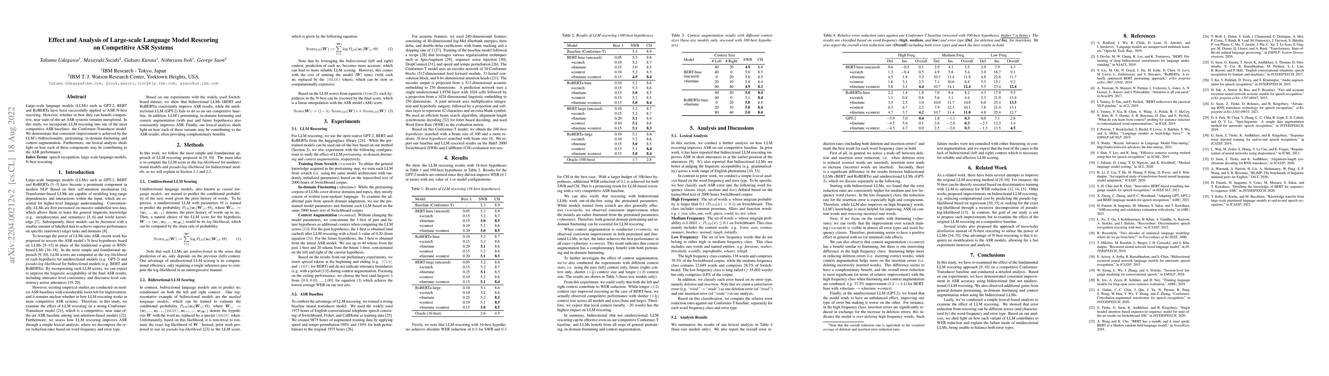 Thumbnail for Effect and Analysis of Large-scale Language Model Rescoring on
  Competitive ASR Systems