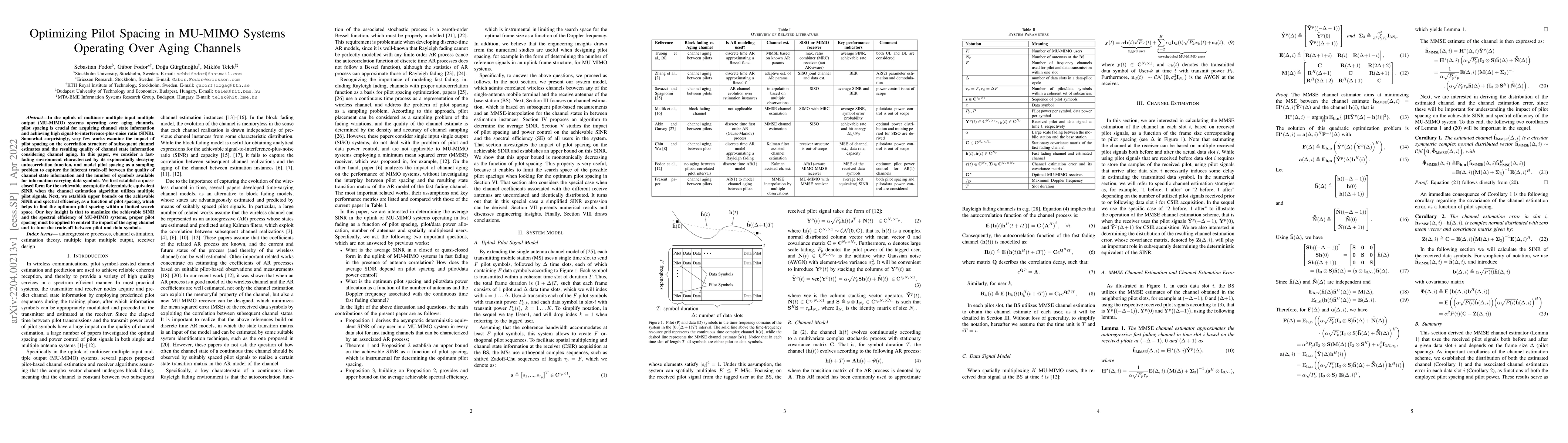 Thumbnail for Optimizing Pilot Spacing in MU-MIMO Systems Operating Over Aging
  Channels
