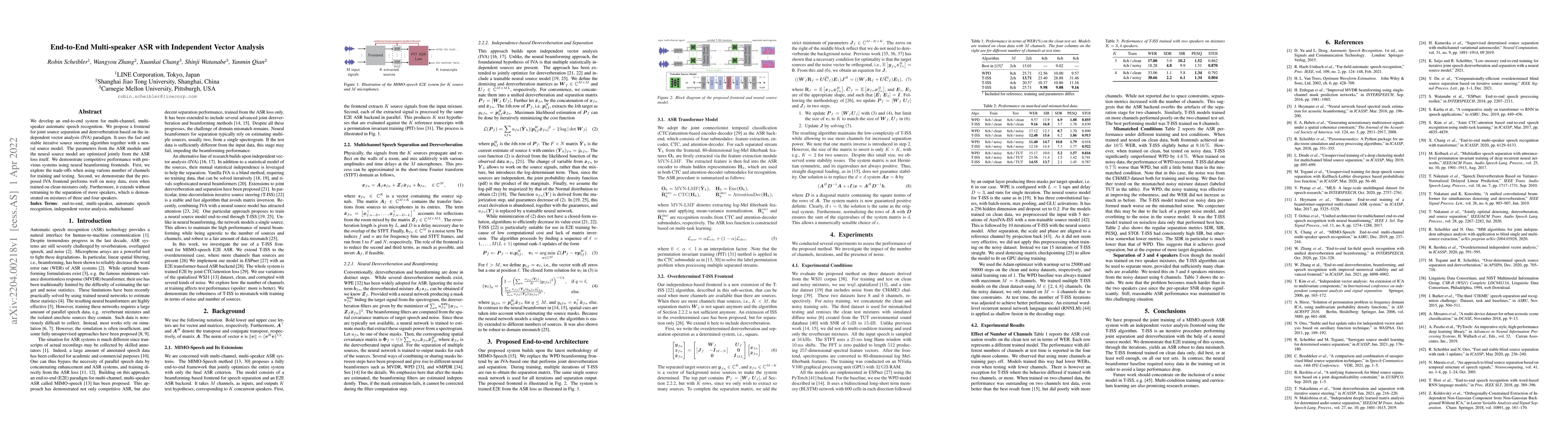 Thumbnail for End-to-End Multi-speaker ASR with Independent Vector Analysis