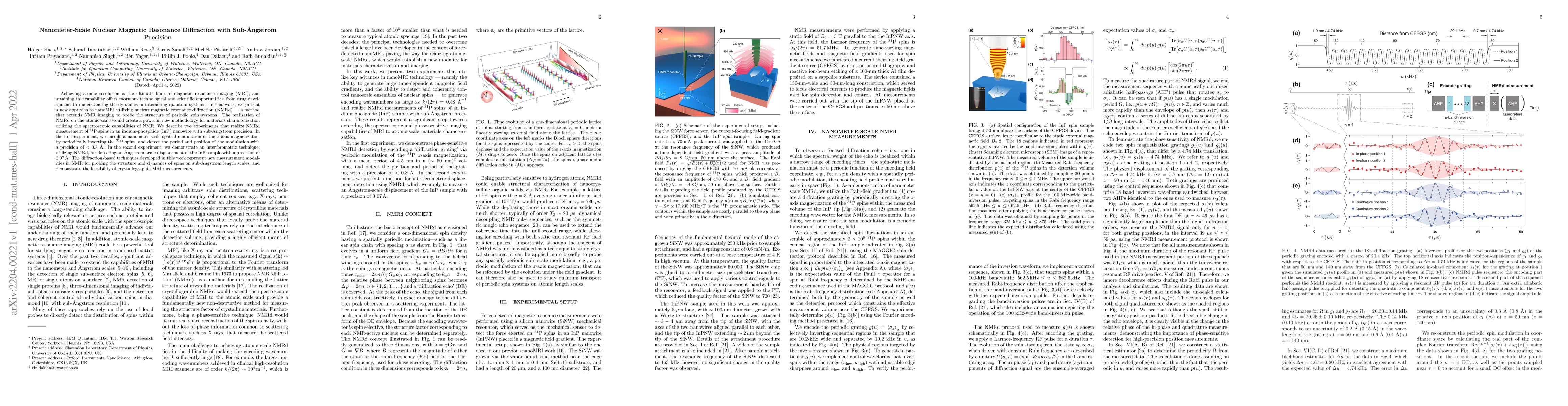 Thumbnail for Nanometer-Scale Nuclear Magnetic Resonance Diffraction with Sub-\AA
  ngstrom Precision