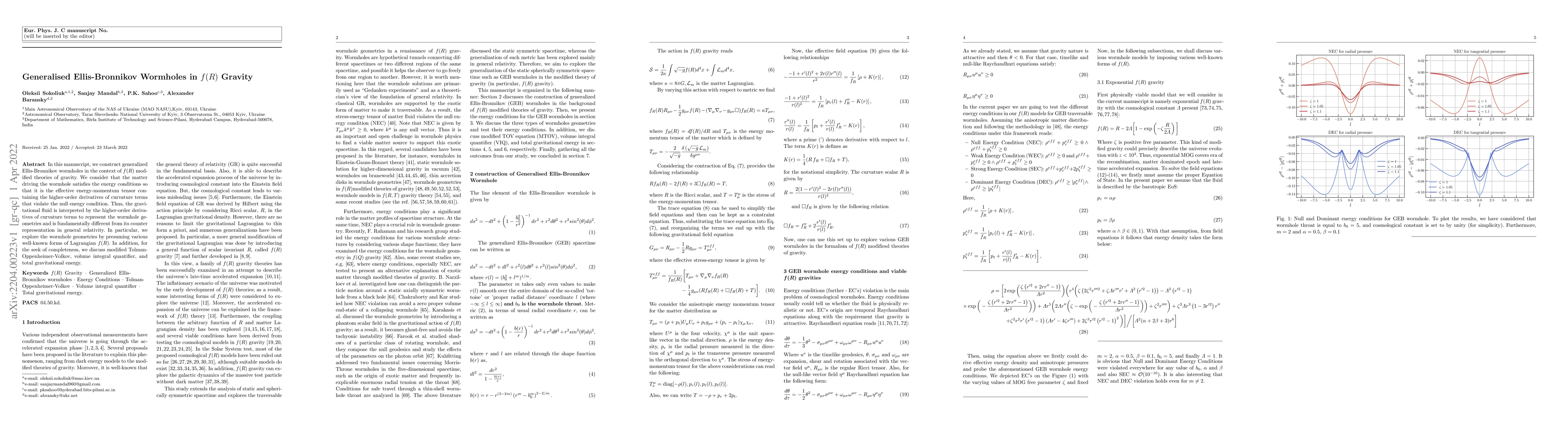 Thumbnail for Generalised Ellis-Bronnikov Wormholes in $f(R)$ Gravity