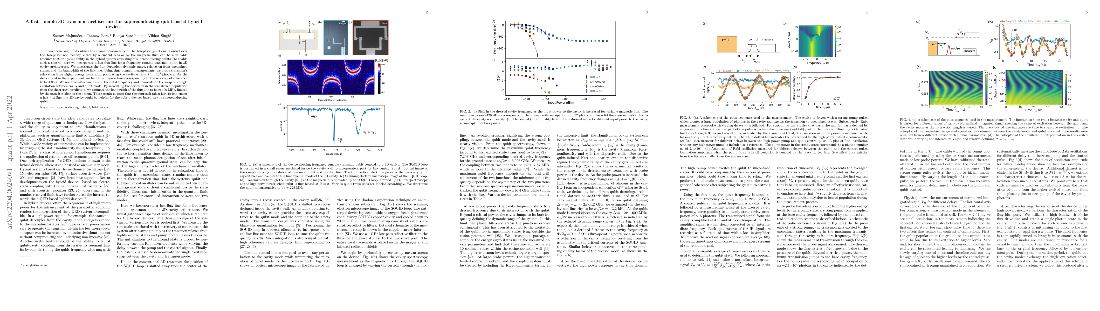 Thumbnail for A fast tunable 3D-transmon architecture for superconducting qubit-based
  hybrid devices