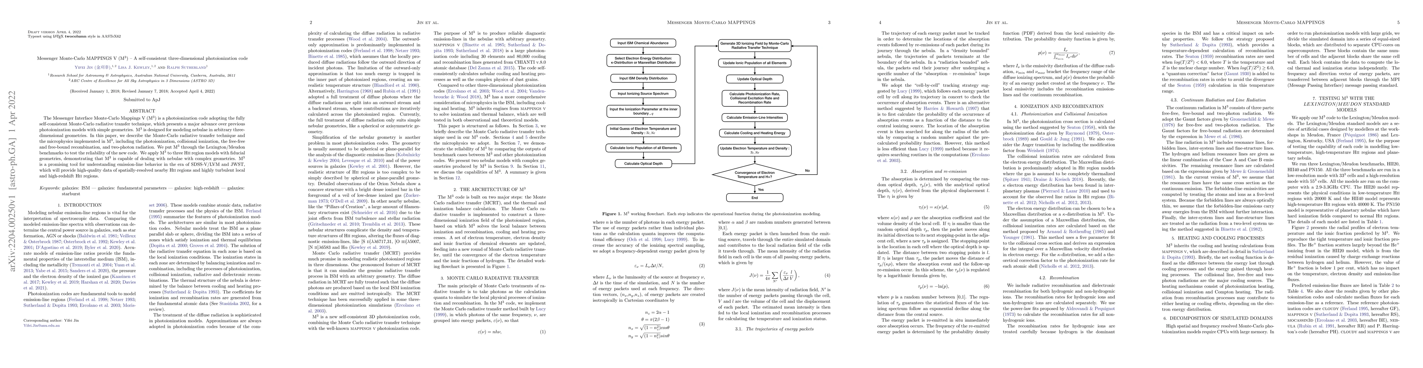 Thumbnail for Messenger Monte-Carlo MAPPINGS V (M^3) -- A self-consistent
  three-dimensional photoionization code