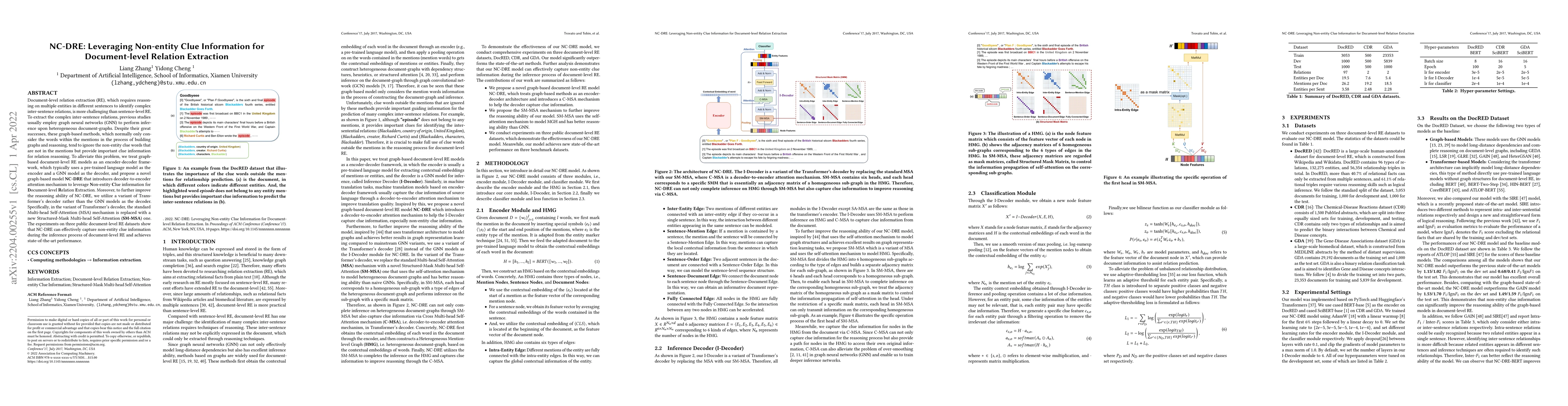 Thumbnail for NC-DRE: Leveraging Non-entity Clue Information for Document-level
  Relation Extraction