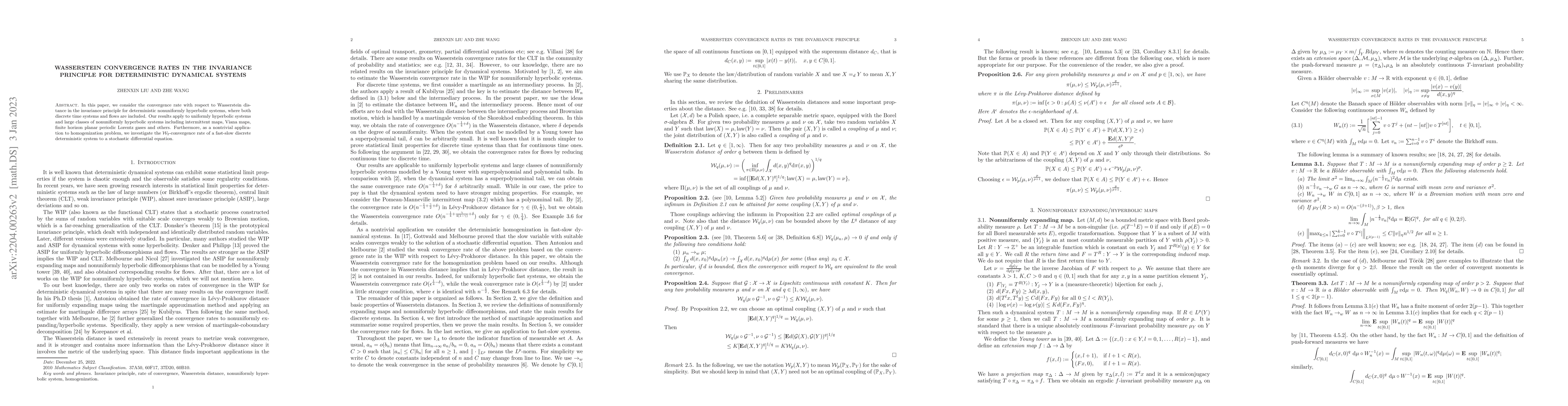 Thumbnail for Wasserstein convergence rates in the invariance principle for
  deterministic dynamical systems