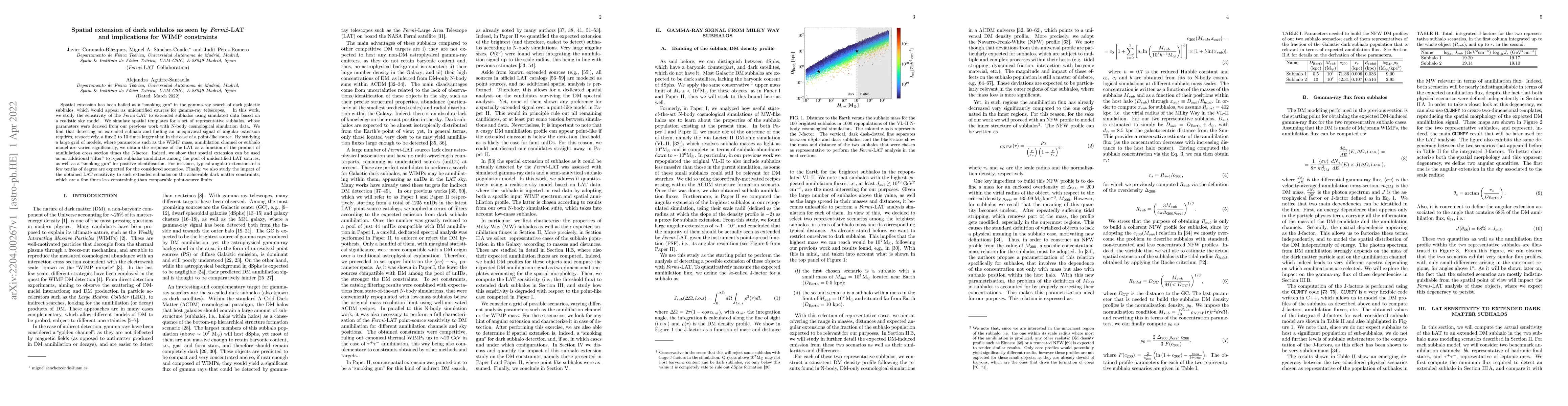 Thumbnail for Spatial extension of dark subhalos as seen by Fermi-LAT and implications
  for WIMP constraints