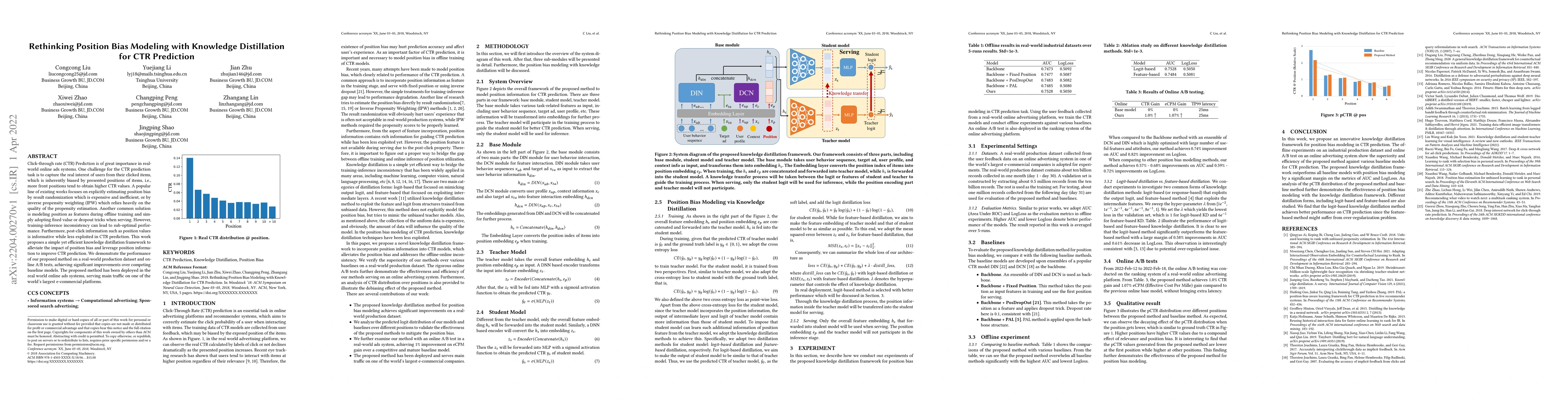 Thumbnail for Rethinking Position Bias Modeling with Knowledge Distillation for CTR
  Prediction