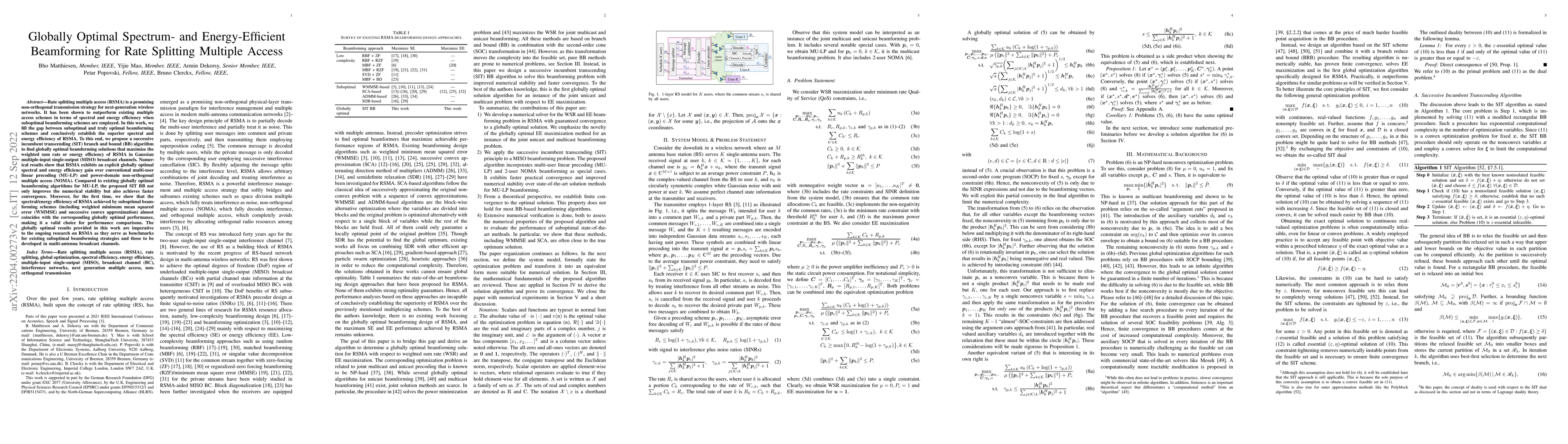 Thumbnail for Globally Optimal Spectrum- and Energy-Efficient Beamforming for Rate
  Splitting Multiple Access