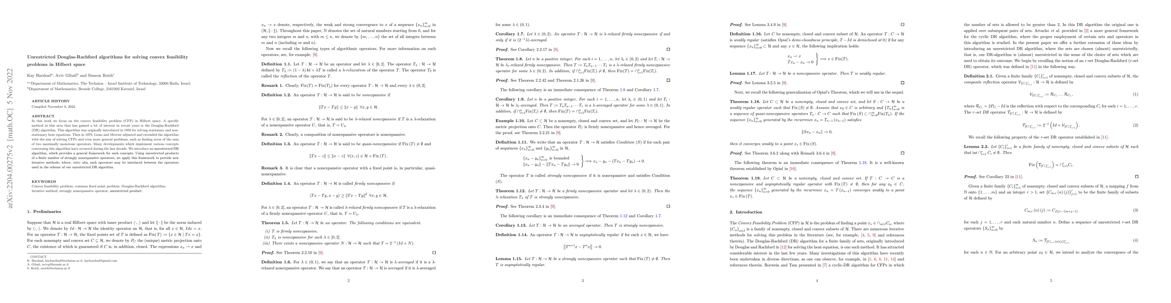 Thumbnail for Unrestricted Douglas-Rachford algorithms for solving convex feasibility
  problems in Hilbert space