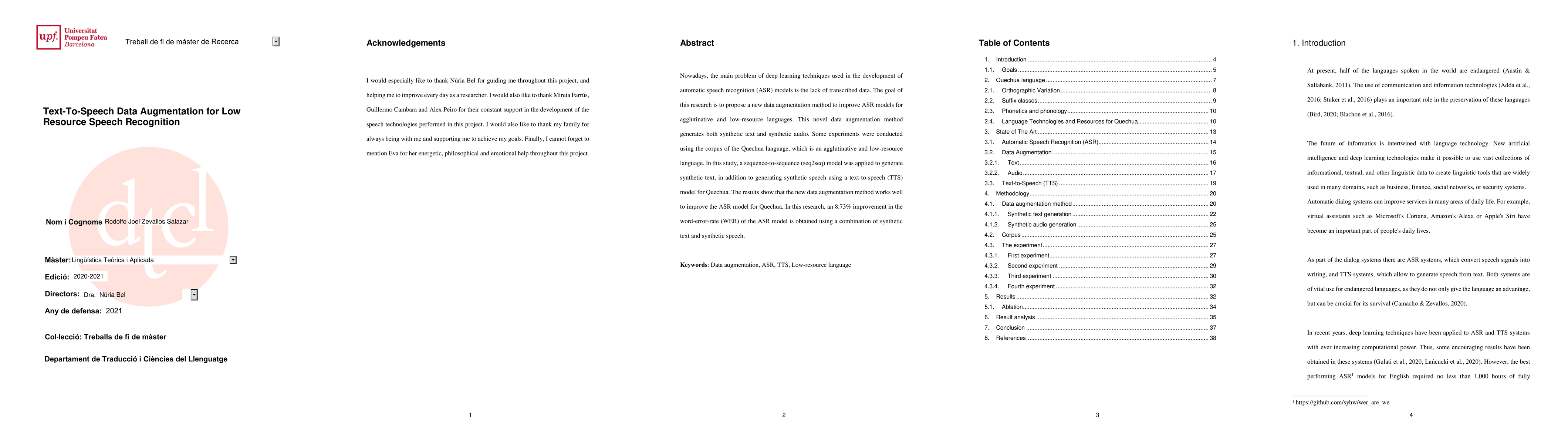 Thumbnail for Text-To-Speech Data Augmentation for Low Resource Speech Recognition