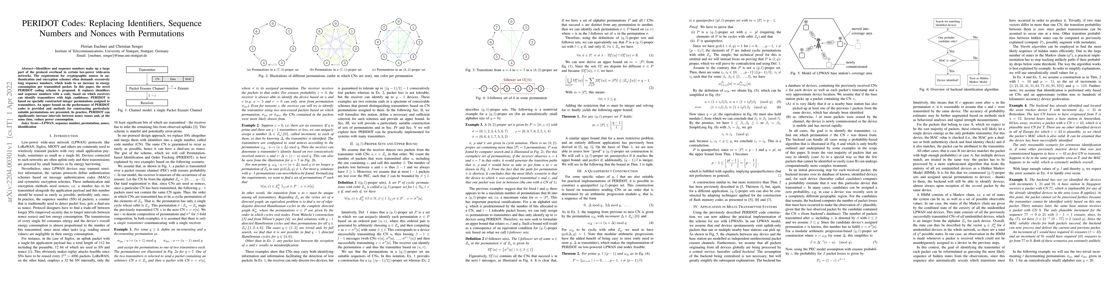 Thumbnail for PERIDOT Codes: Replacing Identifiers, Sequence Numbers and Nonces with
  Permutations