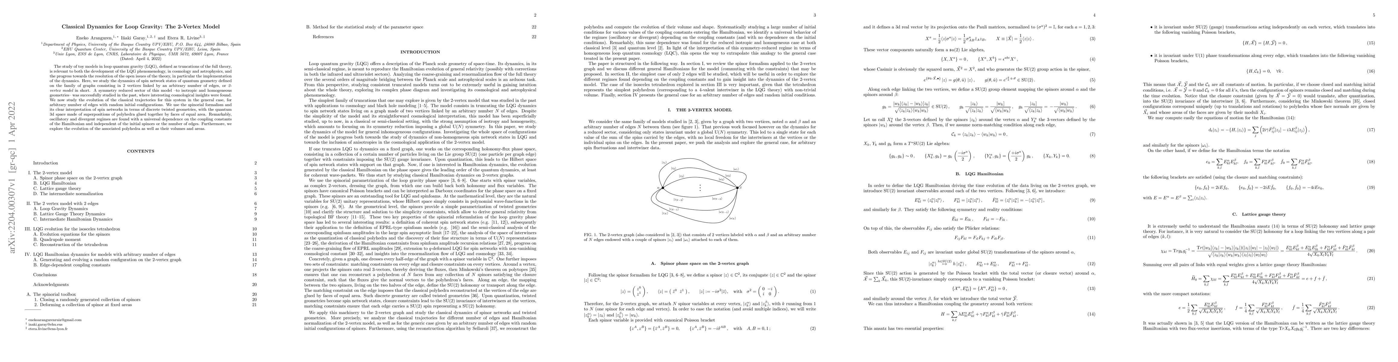 Thumbnail for Classical dynamics for Loop Gravity: The 2-vertex model