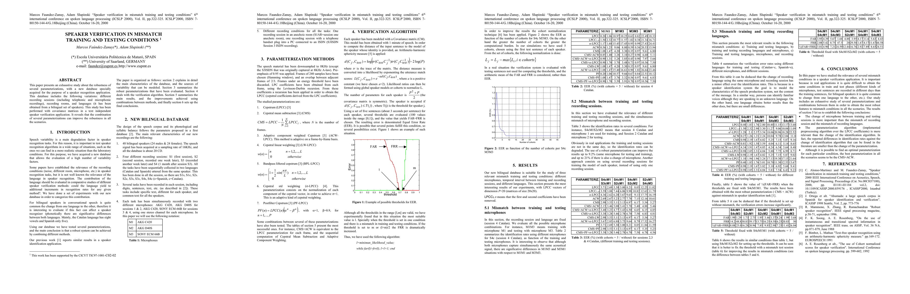 Thumbnail for Speaker verification in mismatch training and testing conditions