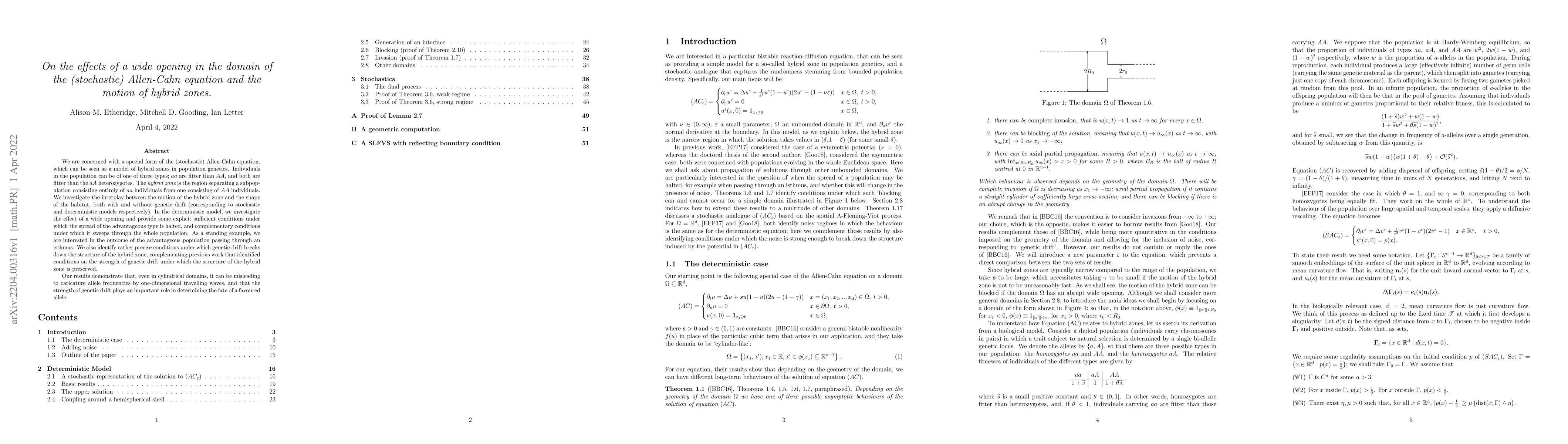 Thumbnail for On the effects of a wide opening in the domain of the (stochastic)
  Allen-Cahn equation and the motion of hybrid zones