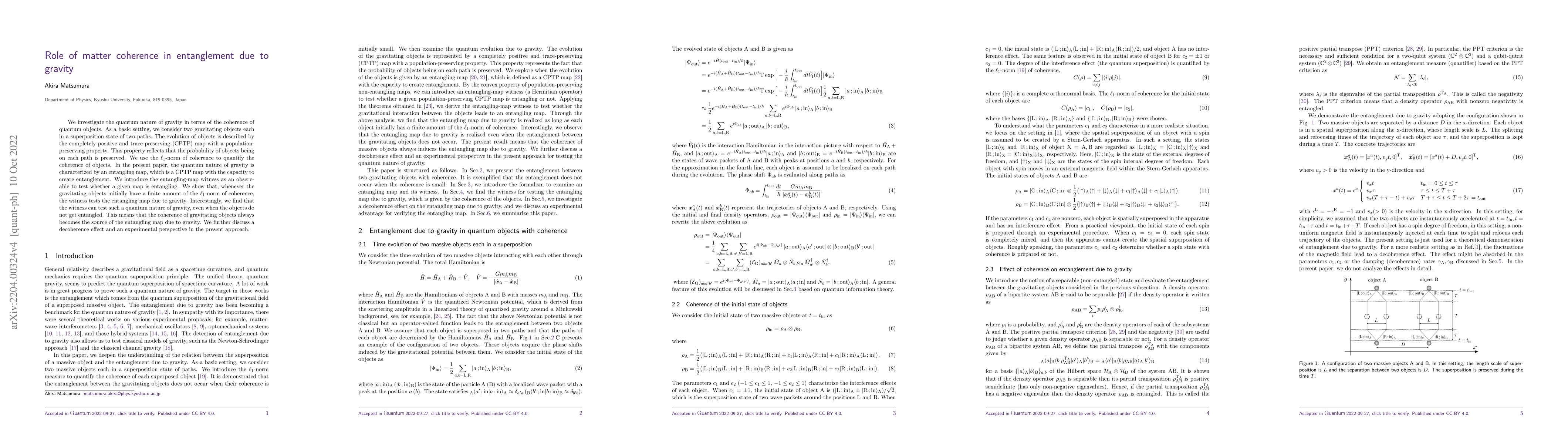 Thumbnail for Role of matter coherence in entanglement due to gravity