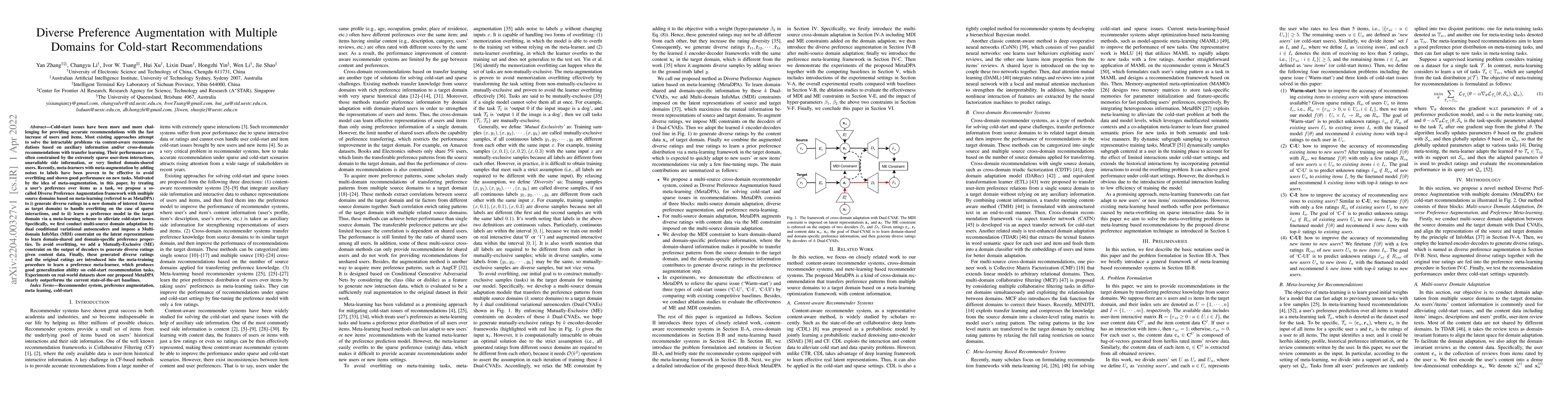 Thumbnail for Diverse Preference Augmentation with Multiple Domains for Cold-start
  Recommendations