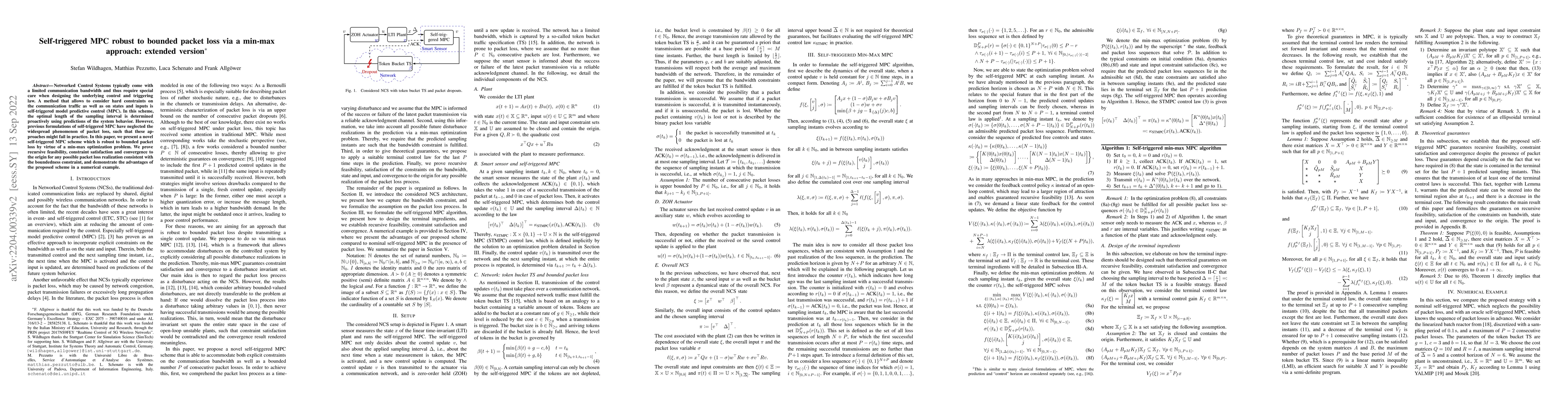 Thumbnail for Self-triggered MPC robust to bounded packet loss via a min-max approach:
  extended version