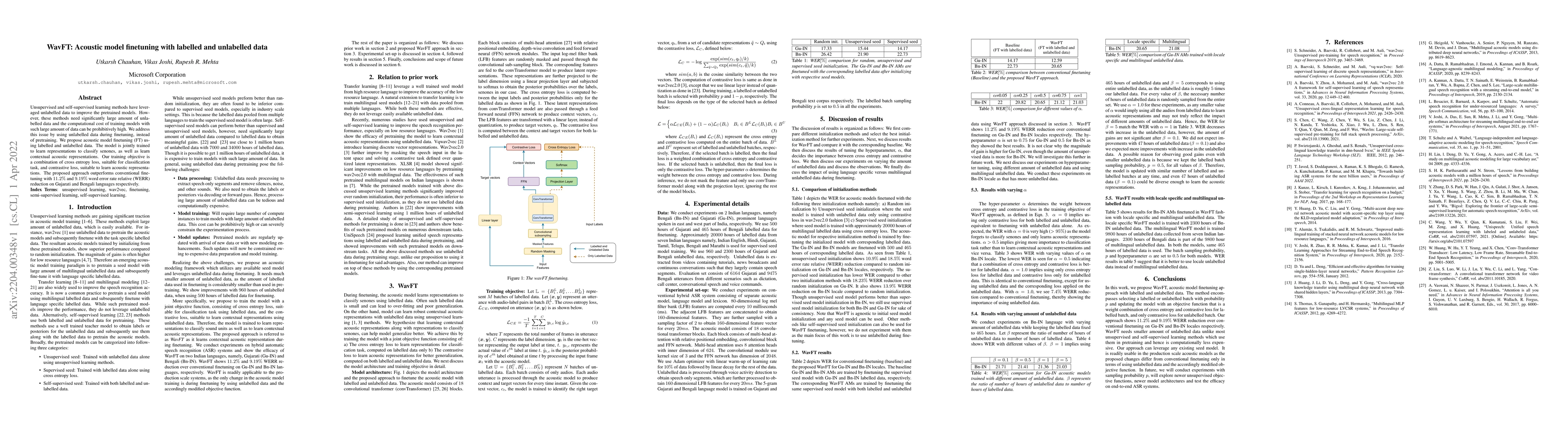 Thumbnail for WavFT: Acoustic model finetuning with labelled and unlabelled data