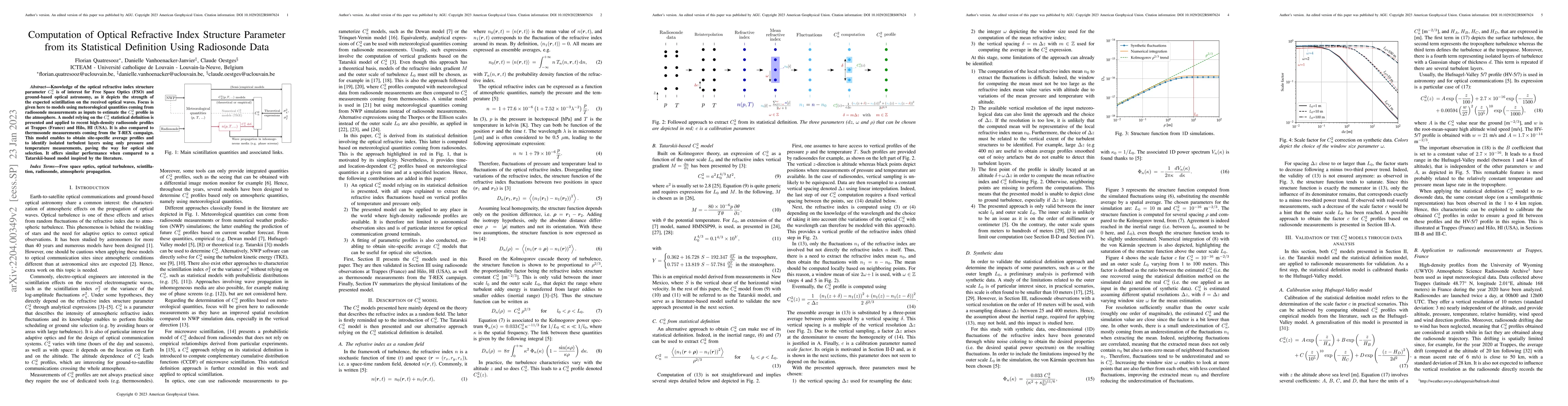 Thumbnail for Computation of Optical Refractive Index Structure Parameter from its
  Statistical Definition Using Radiosonde Data