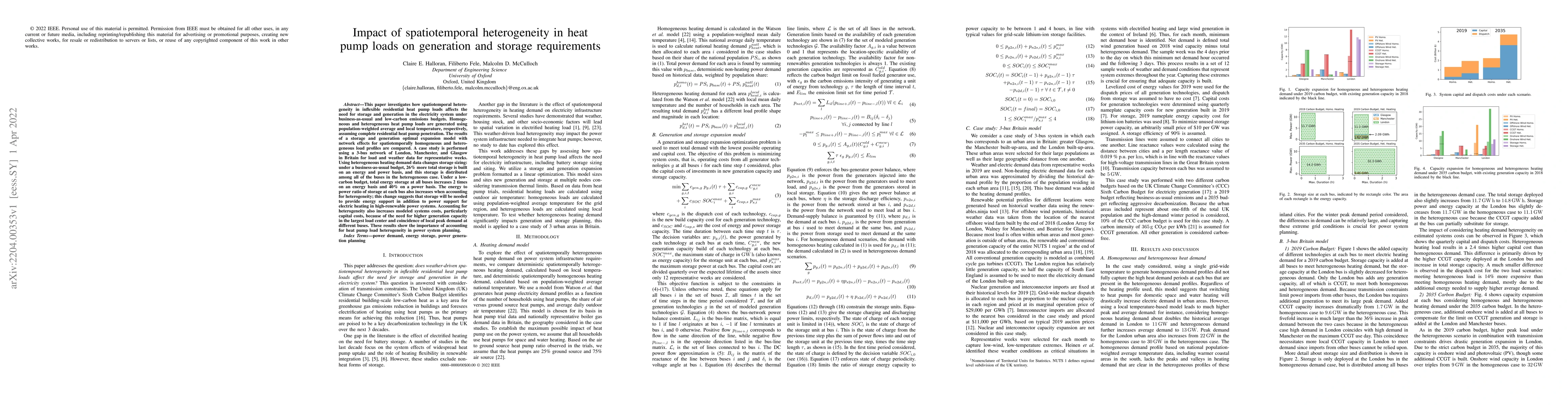 Thumbnail for Impact of spatiotemporal heterogeneity in heat pump loads on generation
  and storage requirements