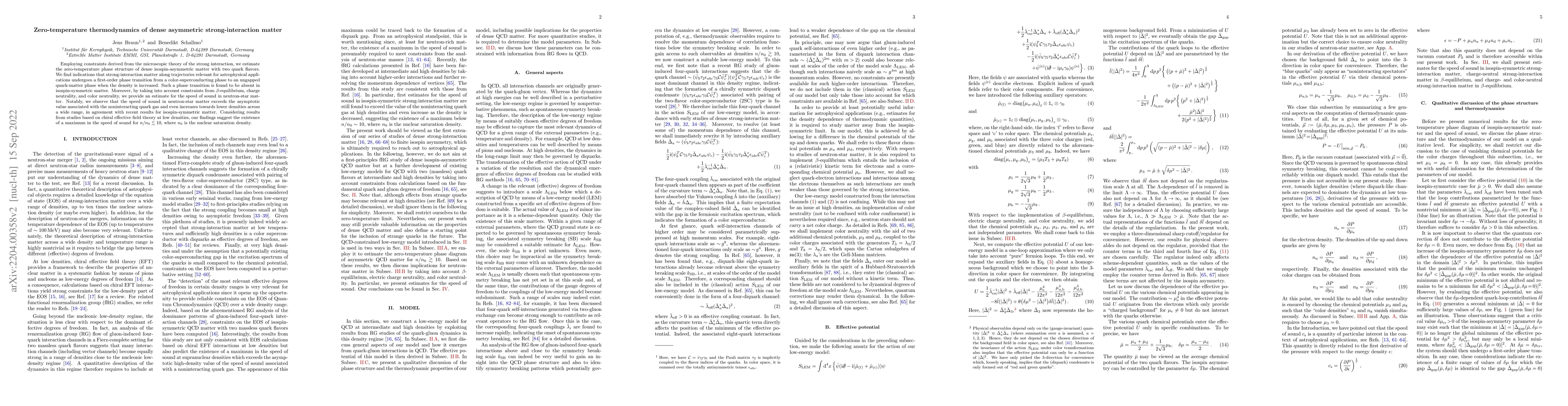 Thumbnail for Zero-temperature thermodynamics of dense asymmetric strong-interaction
  matter