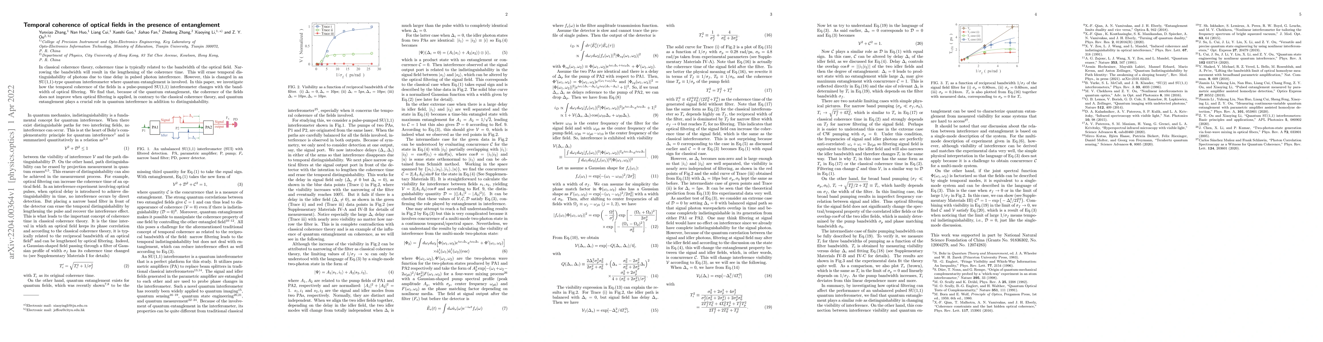 Thumbnail for Temporal coherence of optical fields in the presence of entanglement