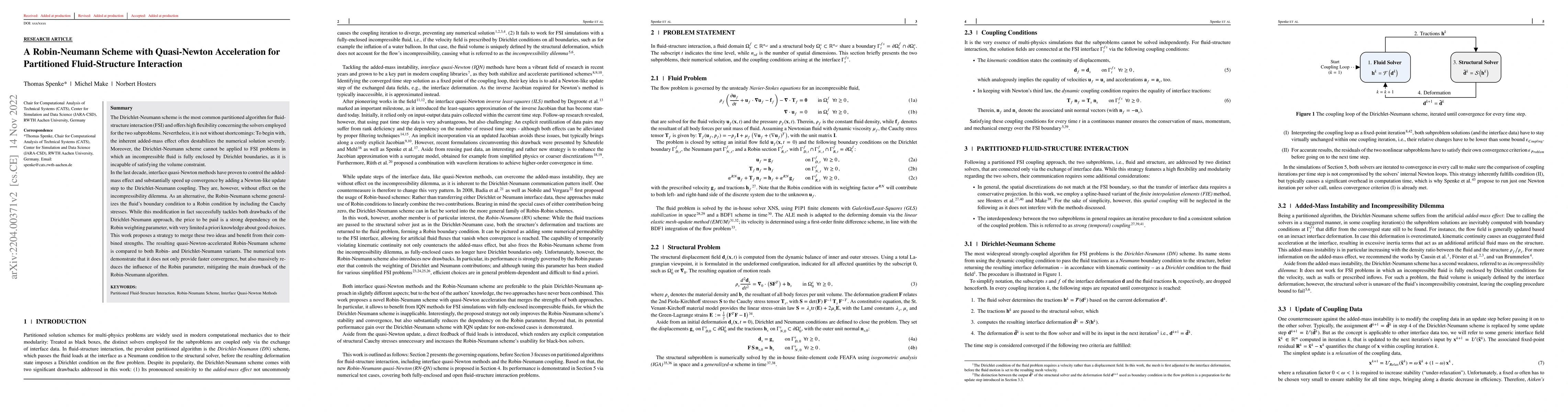 Thumbnail for A Robin-Neumann Scheme with Quasi-Newton Acceleration for Partitioned
  Fluid-Structure Interaction