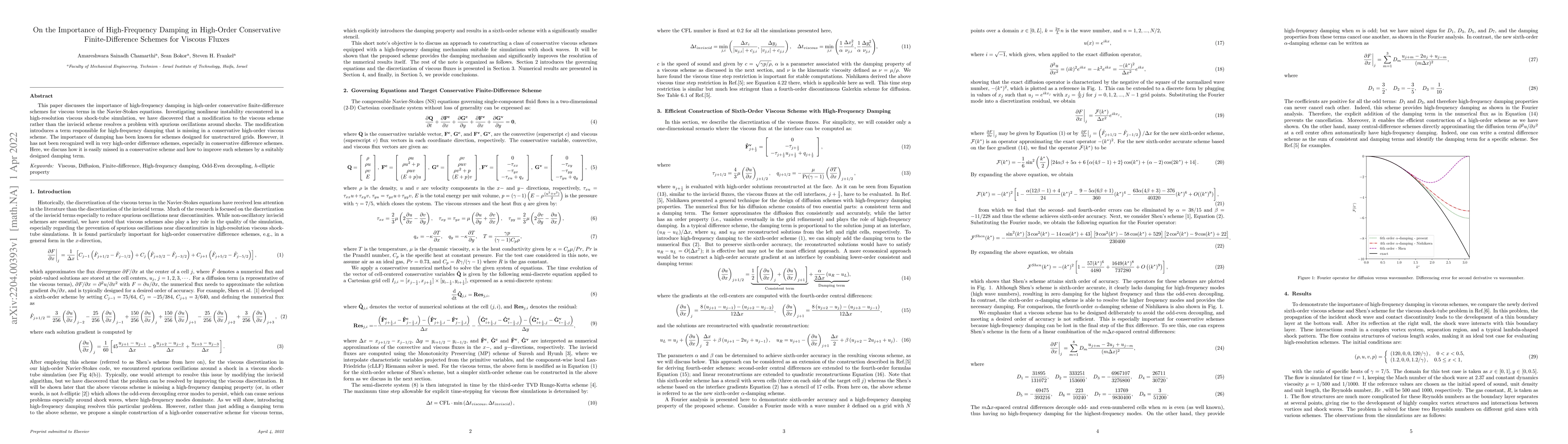 Thumbnail for On the Importance of High-Frequency Damping in High-Order Conservative
  Finite-Difference Schemes for Viscous Fluxes