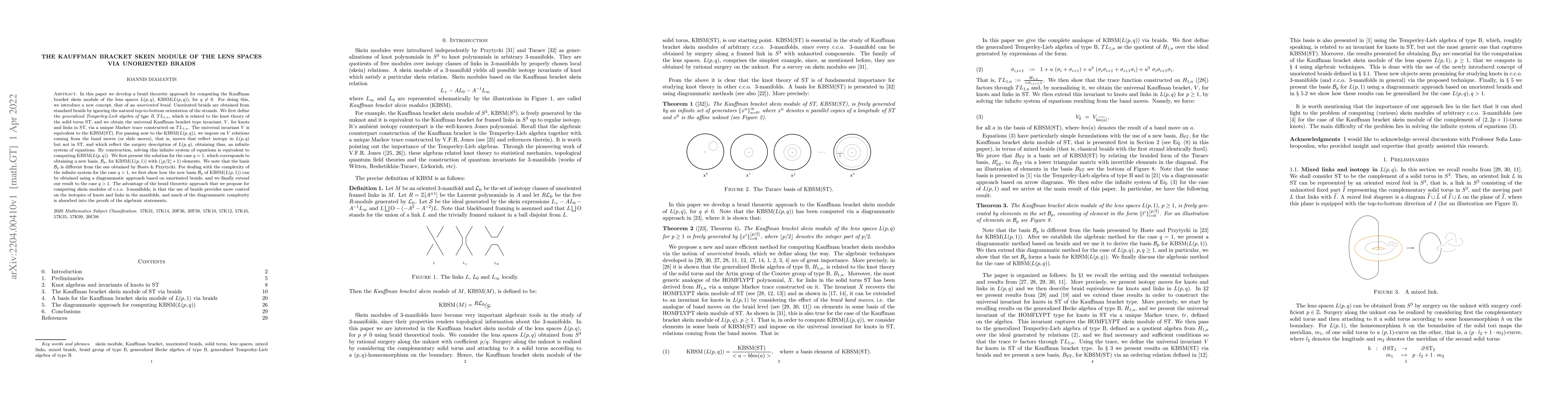Thumbnail for The Kauffman bracket skein module of the lens spaces via unoriented
  braids