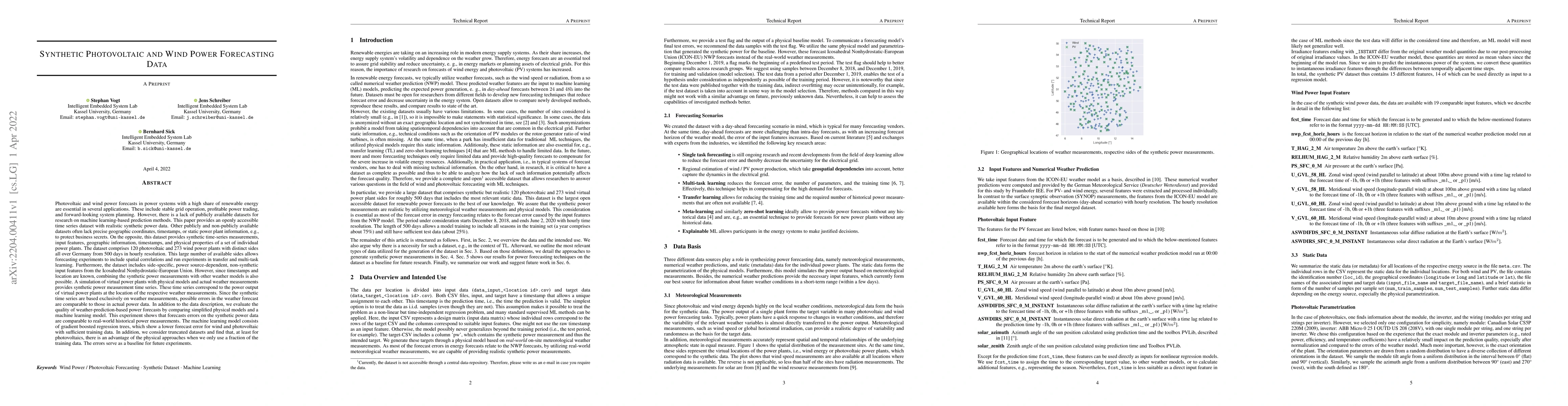 Thumbnail for Synthetic Photovoltaic and Wind Power Forecasting Data