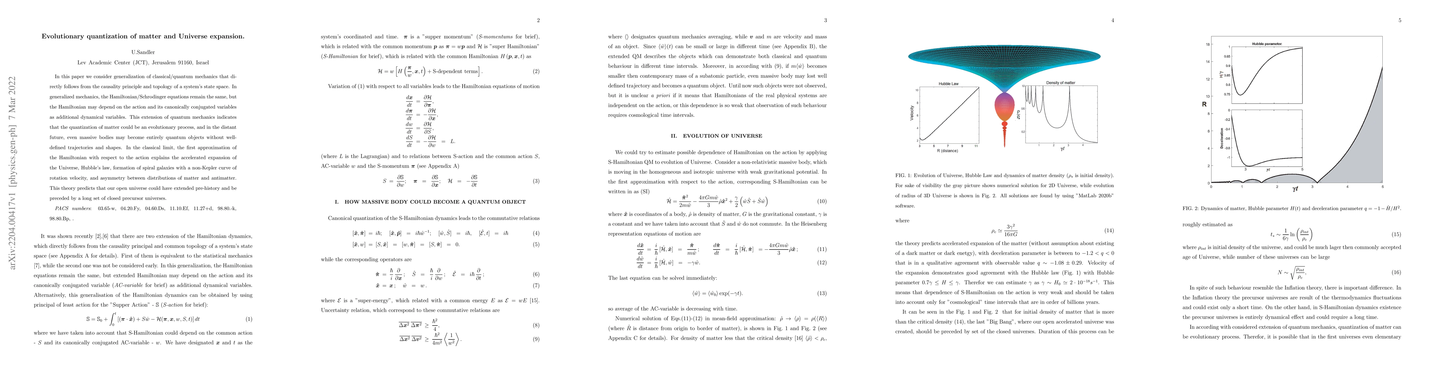 Thumbnail for Evolutionary quantization of matter and Universe expansion