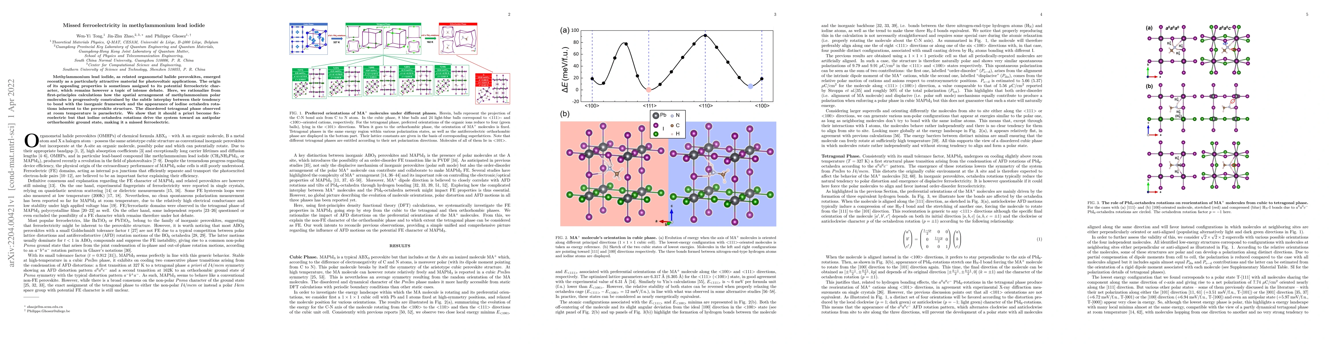 Thumbnail for Missed ferroelectricity in methylammonium lead iodide