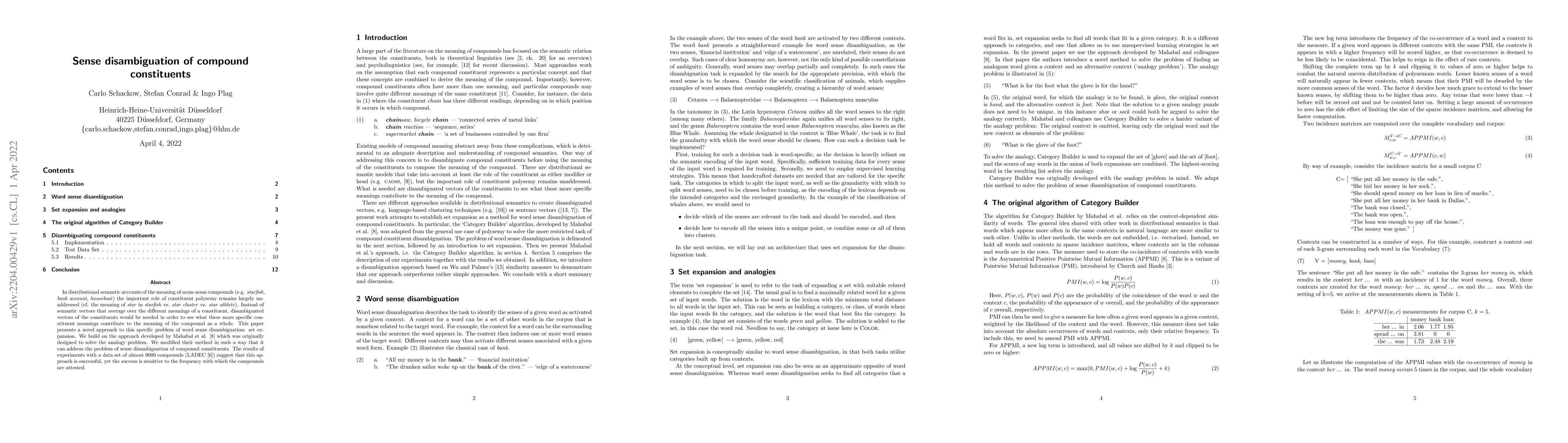 Thumbnail for Sense disambiguation of compound constituents