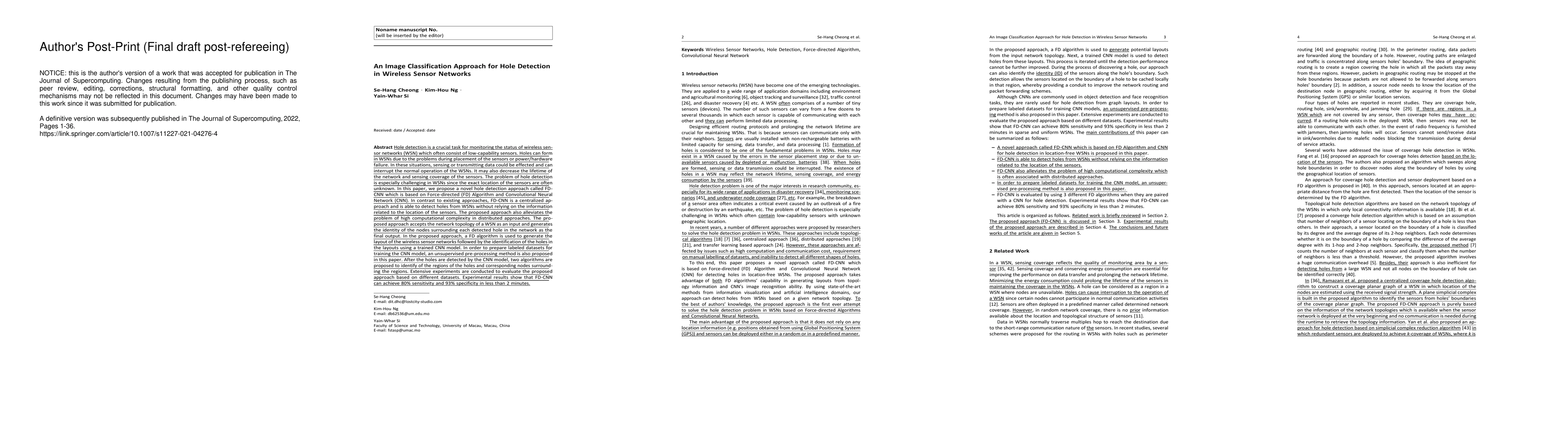 Thumbnail for An image classification approach for hole detection in wireless sensor
  networks