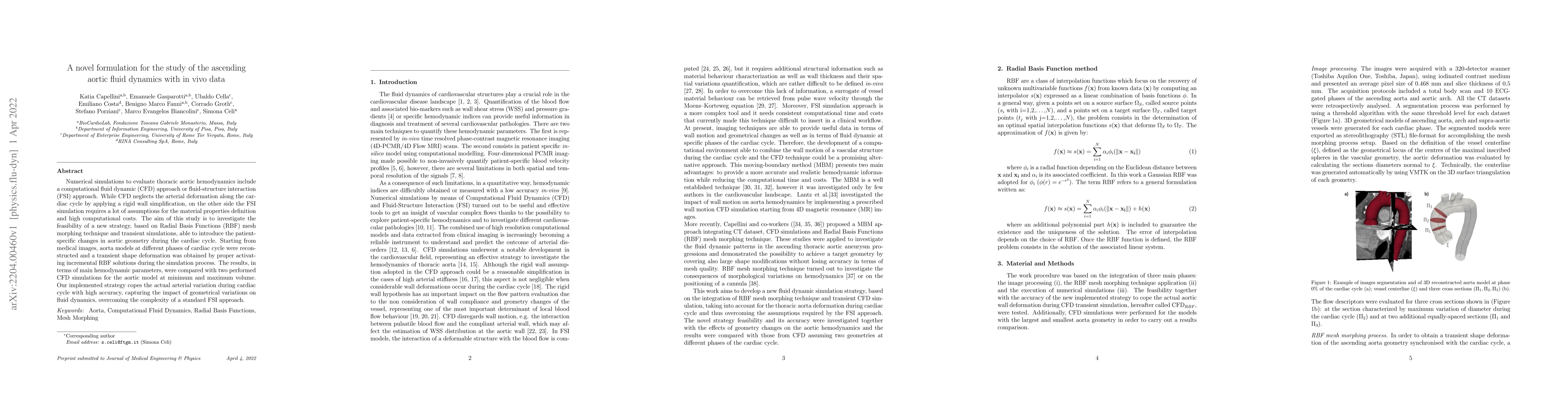Thumbnail for A novel formulation for the study of the ascending aortic fluid dynamics
  with in vivo data